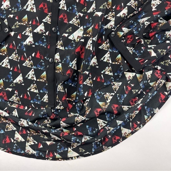 Sofia Button Up Blouse Womens XL Black Geometric - Picture 4 of 9